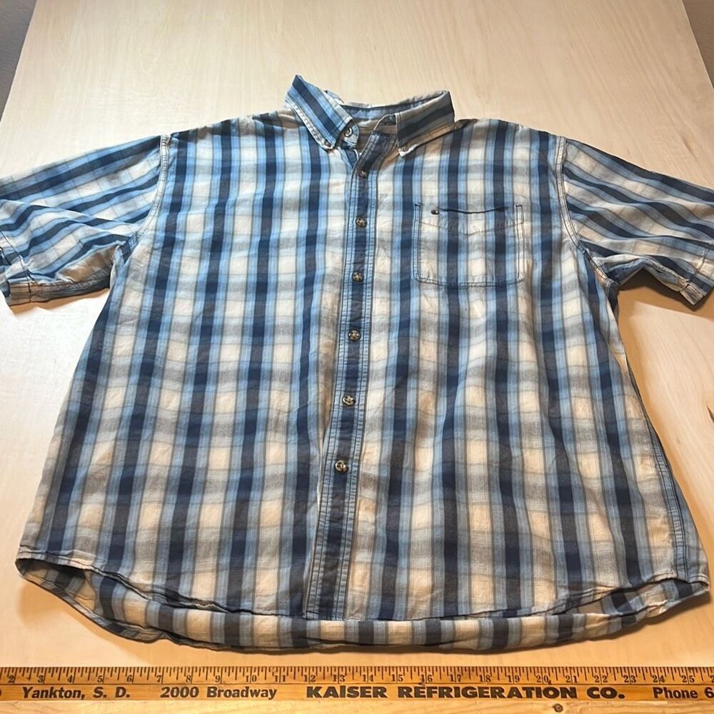 Carhartt Mens Size Large Button Up‎ Short Sleeve Plaid Shirt Size 2xl